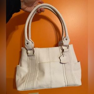Classy soft Leather Handbag -clean &crisp white; feminine; like new